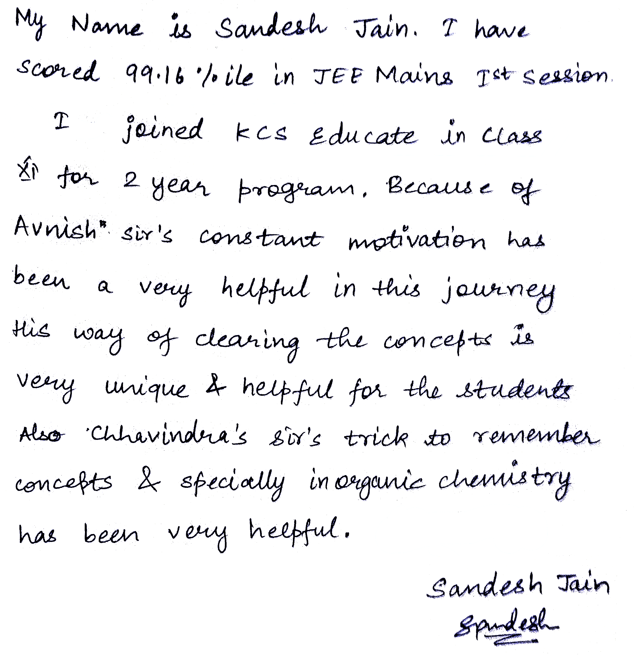 SANDESH JAIN Result